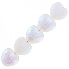 Czech Hearts beads 6mm Crystal etched ab full 00030/28783